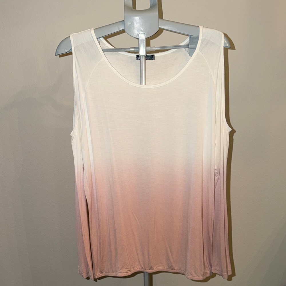 VENUS Cold Shoulder Cream and Pink long sleeved Ombre Blouse